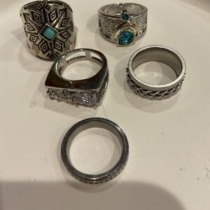 Silver and Turquoise Ring Set size 7